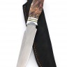 Нож Хищник кованая сталь К340 долы-камень рукоять кап клена коричневый 