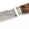 Нож Хищник кованая сталь К340 долы-камень рукоять кап клена коричневый 