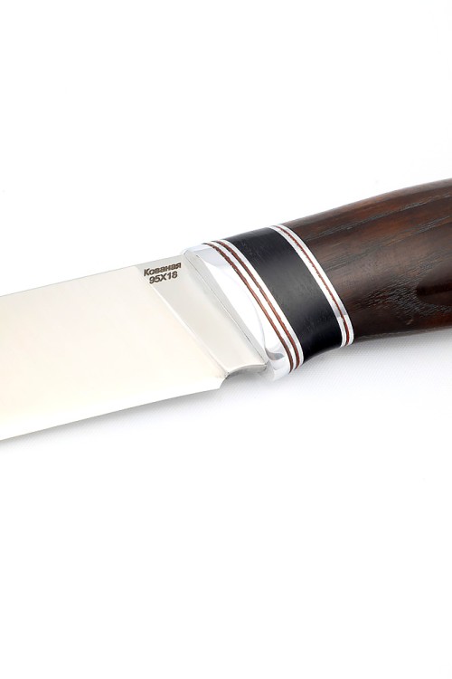 Нож Барс сталь кованая 95Х18 рукоять вставка черный граб ясень термоциклированный 