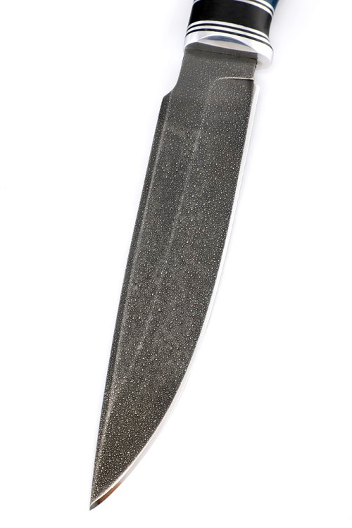 Нож Хищник сталь ХВ5 рукоять вставка черный граб, карельская берёза синяя  Нож Хищник сталь ХВ5 рукоять вставка черный граб, карельская берёза синяя