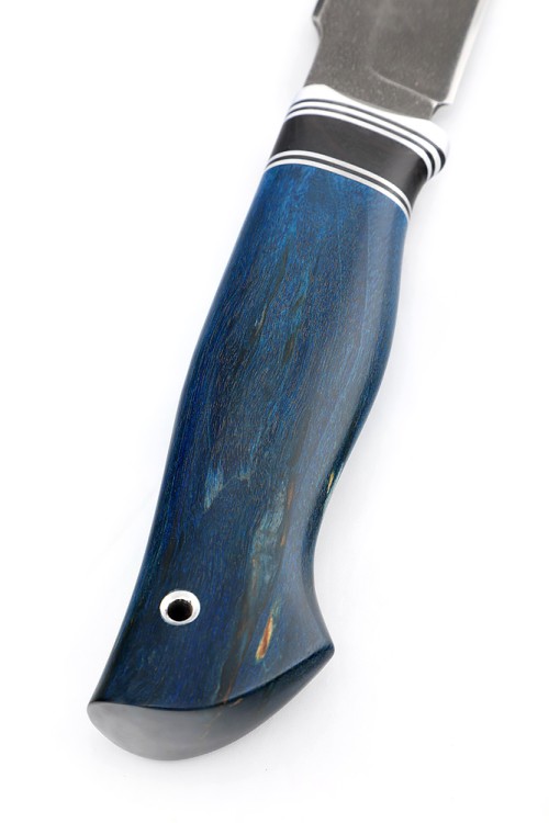 Нож Хищник сталь ХВ5 рукоять вставка черный граб, карельская берёза синяя  Нож Хищник сталь ХВ5 рукоять вставка черный граб, карельская берёза синяя