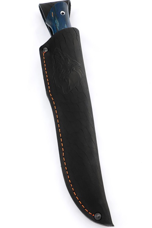 Нож Хищник сталь ХВ5 рукоять вставка черный граб, карельская берёза синяя  Нож Хищник сталь ХВ5 рукоять вставка черный граб, карельская берёза синяя