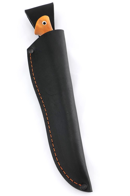 Нож Филейный малый (узкий) сталь кованая 95Х18 рукоять карельская береза янтарная 