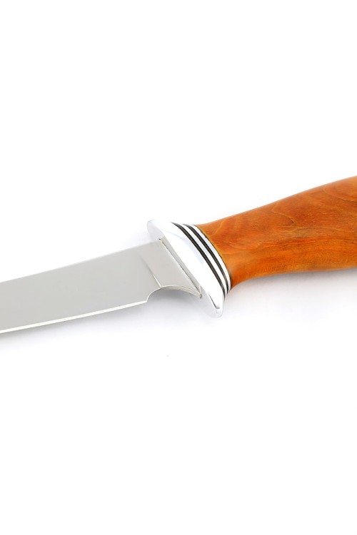 Нож Филейный малый (узкий) сталь кованая 95Х18 рукоять карельская береза янтарная 