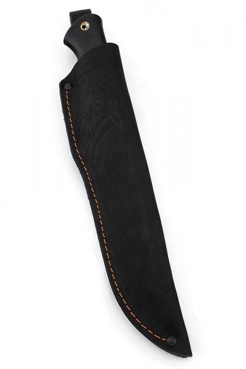 Нож Хищник сталь дамаск долы-камень рукоять черный граб 