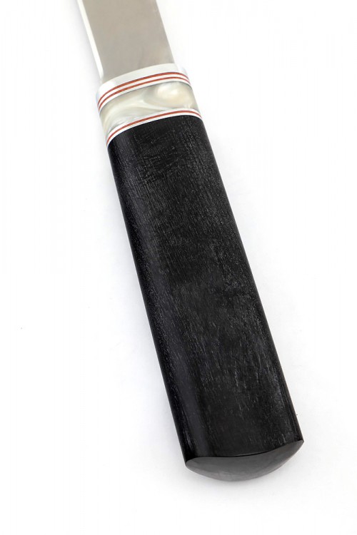 Нож Северный №4 сталь Х12МФ шлифованный дол рукоять вставка акрил белый черный граб 