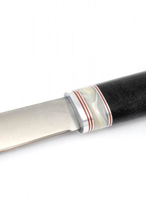 Нож Северный №4 сталь Х12МФ шлифованный дол рукоять вставка акрил белый черный граб 