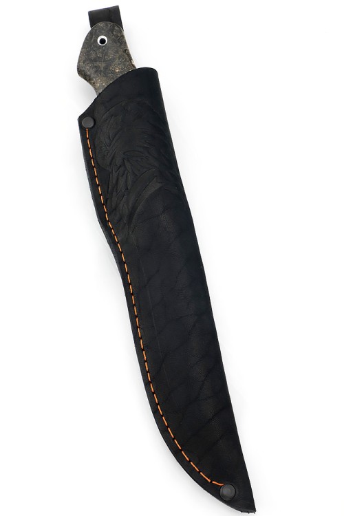 Нож Разделочный сталь кованая Х12МФ рукоять кап клена черно-оранжевая 