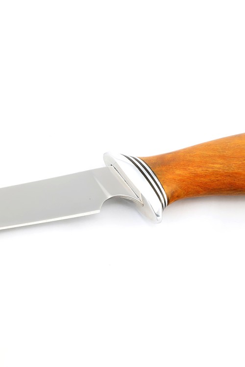 Нож Филейный средний (узкий) сталь кованая 95Х18 рукоять карельская береза янтарная 