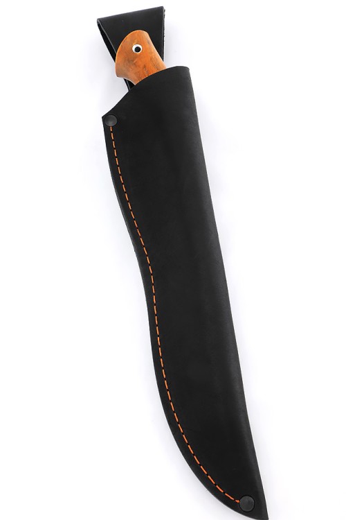 Нож Филейный средний (узкий) сталь кованая 95Х18 рукоять карельская береза янтарная 