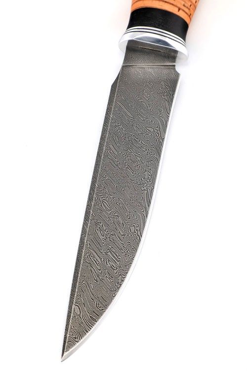 Нож Хищник сталь дамаск рукоять береста 