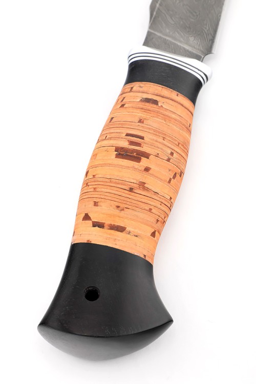 Нож Хищник сталь дамаск рукоять береста 