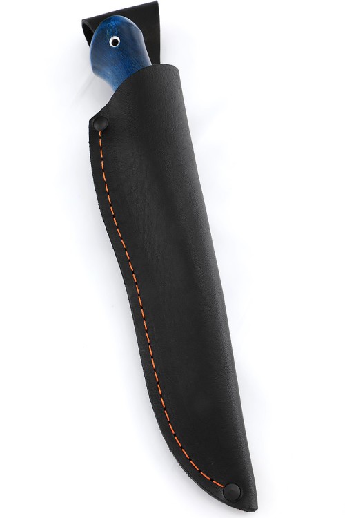Нож Бекас сталь кованая х12мф рукоять карельская береза синяя 