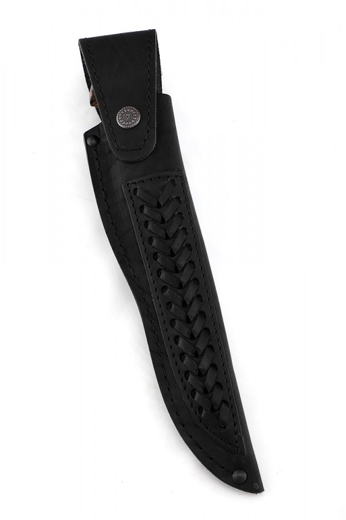 Нож Белуга М390 стабилизированная карельская береза коричневая вставка акрил синий мозаичные пины 