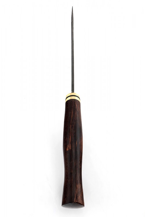 Нож Разделочный сталь дамаск фигурные долы рукоять карельская береза коричневая 