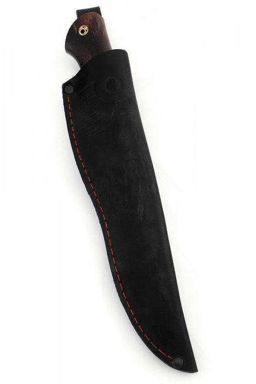 Нож Разделочный сталь дамаск фигурные долы рукоять карельская береза коричневая 