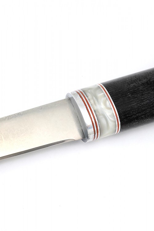 Нож Северный №3 сталь Х12МФ шлифованный дол рукоять вставка акрил белый черный граб 