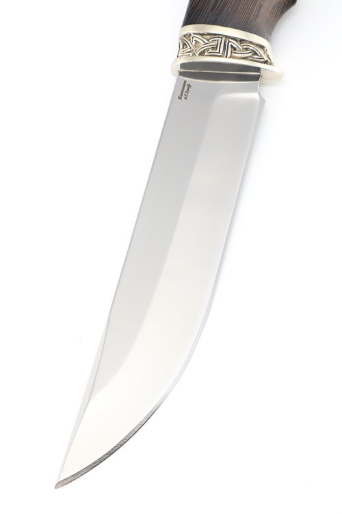 Нож Медведь сталь кованая Х12МФ рукоять мельхиор венге 