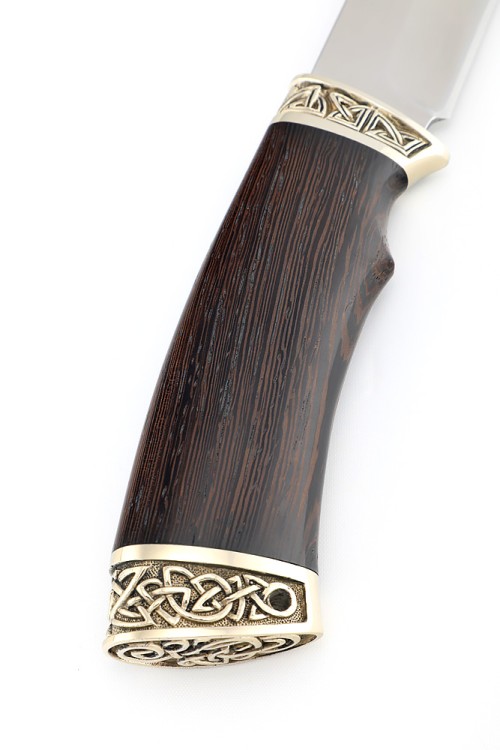 Нож Медведь сталь кованая Х12МФ рукоять мельхиор венге 