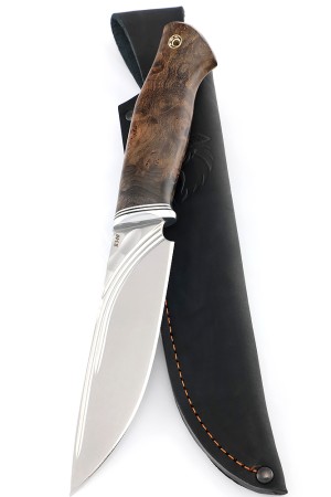 Нож Кабан сталь К340 фигурные долы рукоять карельская береза коричневая