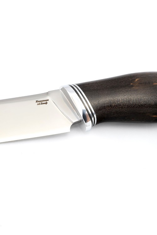 Нож Бекас сталь кованая х12мф рукоять карельская береза коричневая 