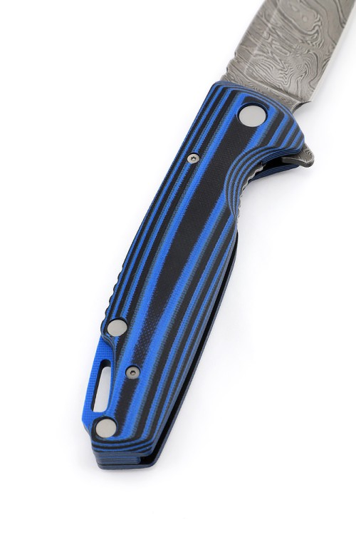 Нож складной Турист дамаск G10 черно-синяя 