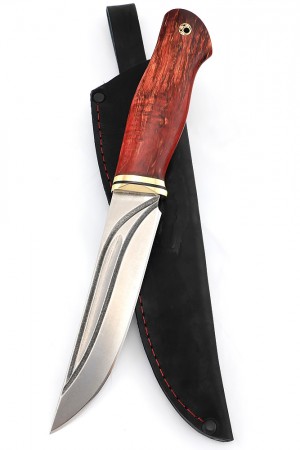 Нож Разделочный сталь К340 долы-камень рукоять карельская береза красная