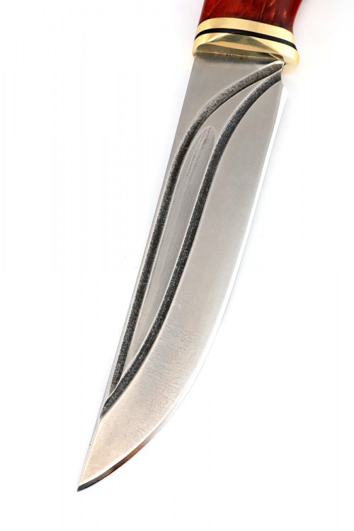 Нож Разделочный сталь К340 долы-камень рукоять карельская береза красная 