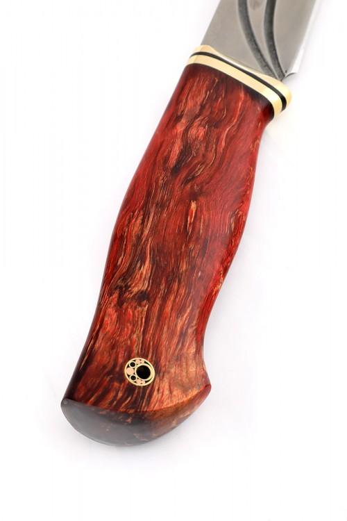 Нож Разделочный сталь К340 долы-камень рукоять карельская береза красная 