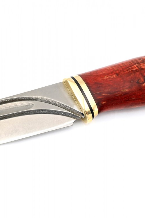 Нож Разделочный сталь К340 долы-камень рукоять карельская береза красная 