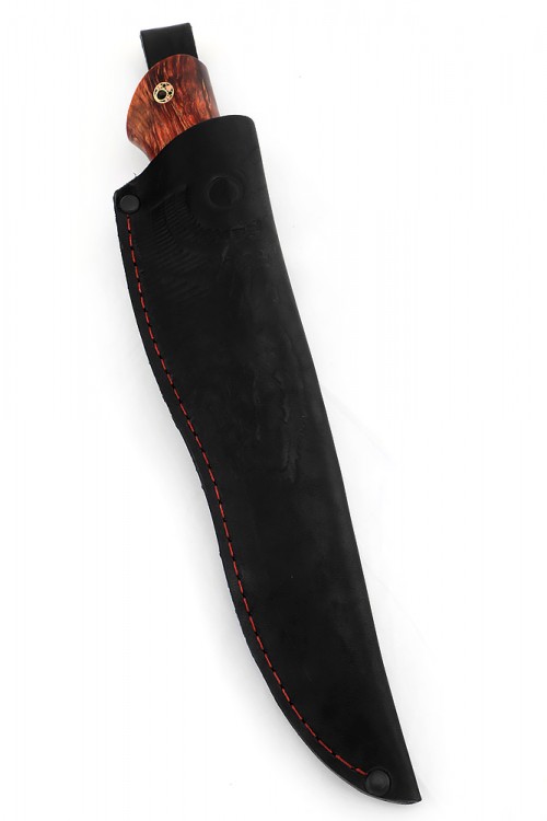 Нож Разделочный сталь К340 долы-камень рукоять карельская береза красная 