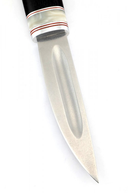 Нож Северный №1 сталь Х12МФ шлифованный дол рукоять вставка акрил белый черный граб 