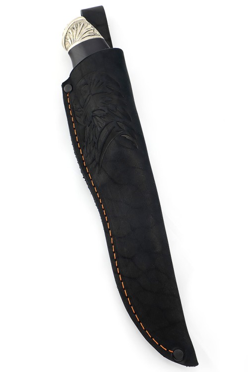 Нож Ястреб сталь дамаск рукоять мельхиор черный граб 