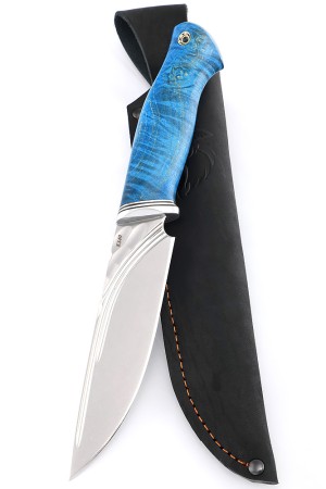 Нож Кабан сталь К340 фигурные долы рукоять карельская береза синяя