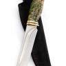 Нож Разделочный сталь Elmax фигурные долы рукоять кап клена зеленый 