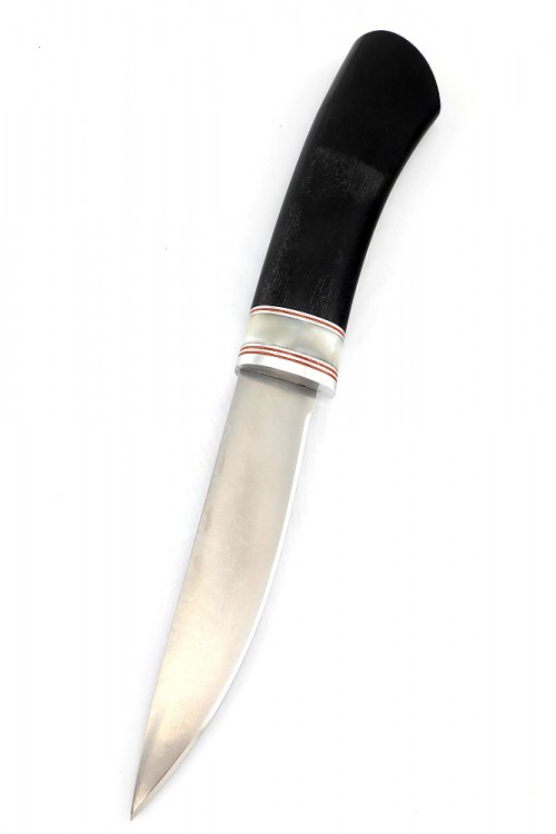 Нож Северный №5 сталь Х12МФ шлифованный дол рукоять вставка акрил белый черный граб 