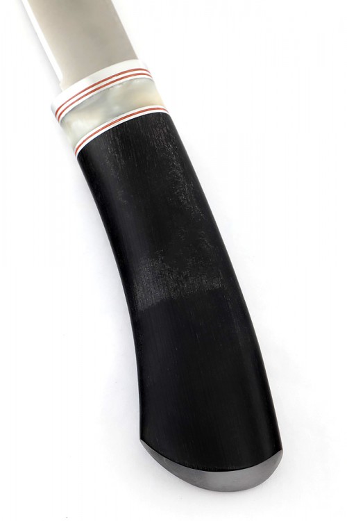 Нож Северный №5 сталь Х12МФ шлифованный дол рукоять вставка акрил белый черный граб 