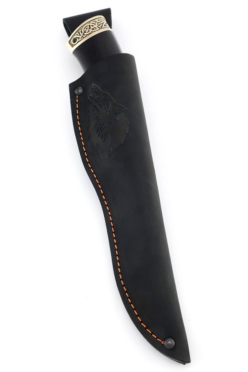 Нож Медведь сталь кованая Х12МФ рукоять мельхиор черный граб 
