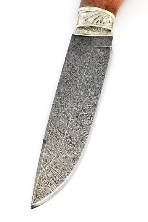 Нож Ястреб сталь дамаск рукоять мельхиор бубинга 
