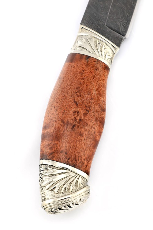 Нож Ястреб сталь дамаск рукоять мельхиор бубинга 