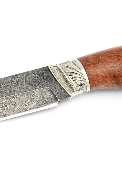 Нож Ястреб сталь дамаск рукоять мельхиор бубинга 