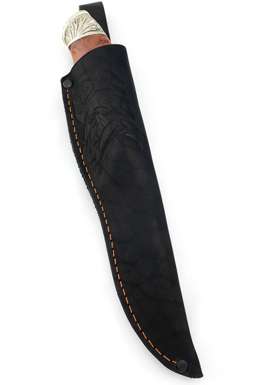 Нож Ястреб сталь дамаск рукоять мельхиор бубинга 