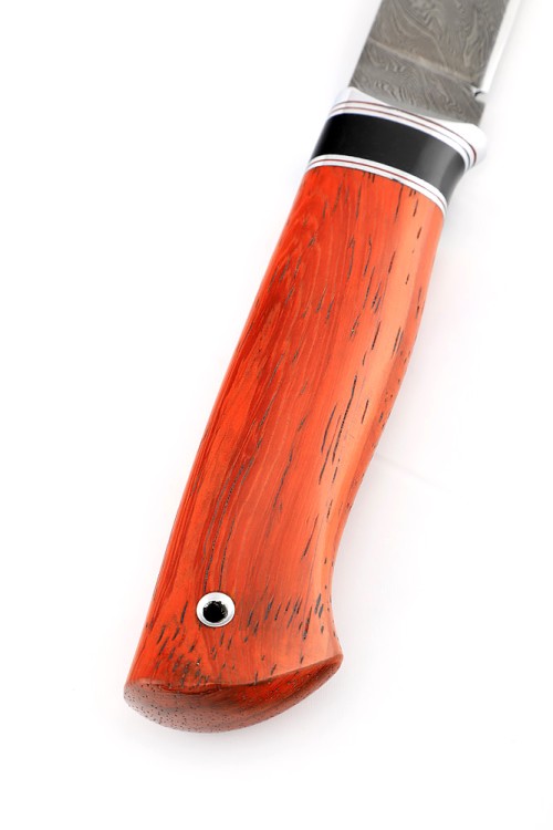 Нож Гарпун сталь дамаск, рукоять вставка черный граб, падук 