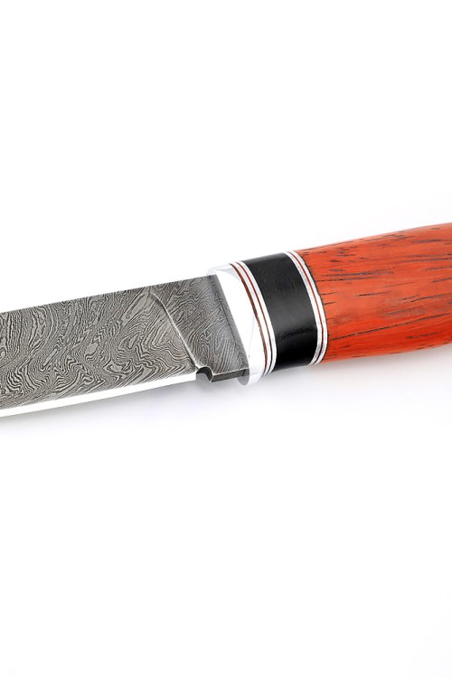 Нож Гарпун сталь дамаск, рукоять вставка черный граб, падук 