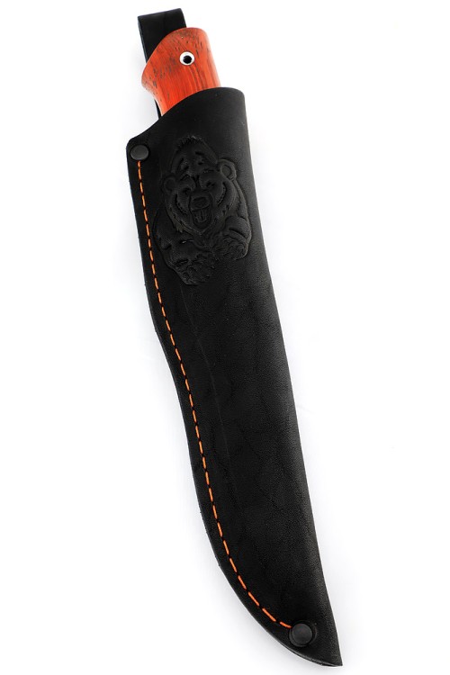 Нож Гарпун сталь дамаск, рукоять вставка черный граб, падук 