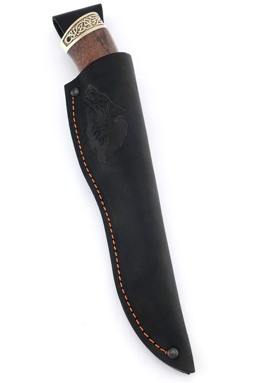 Нож Медведь сталь кованая Х12МФ рукоять мельхиор карельская береза коричневая 