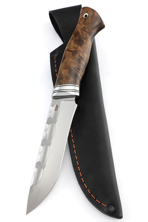 Нож Барс сталь кованая Х12МФ - камень, рукоять карельская береза коричневая 