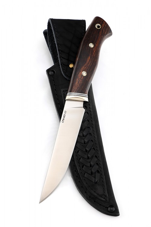 Нож №9, сталь клинка CPM REX121, рукоять айронвуд, мозаичные пины 