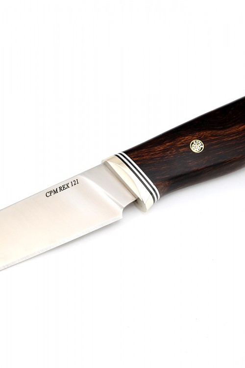 Нож №9, сталь клинка CPM REX121, рукоять айронвуд, мозаичные пины 