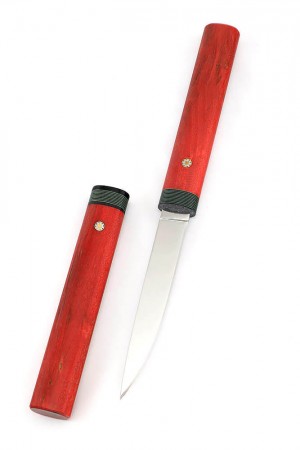 Нож "Сигара" сталь К340 карельская береза красная деревянные ножны
